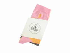 Fluevog Shoes Tobiko Vog Socks | Contrast Pattern Sock Peach/Pink Sale