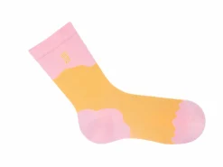 Fluevog Shoes Tobiko Vog Socks | Contrast Pattern Sock Peach/Pink Sale