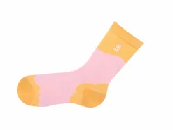 Fluevog Shoes Tobiko Vog Socks | Contrast Pattern Sock Peach/Pink Sale