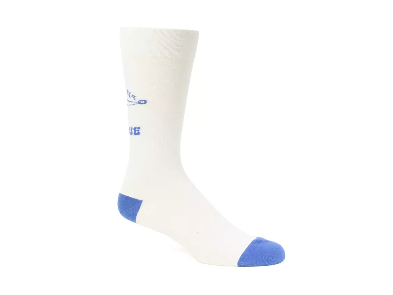 Fluevog Shoes Toph Vog Socks | Floral Freddy Sock Off White/Blue Online