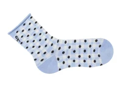 Fluevog Shoes Valentina Vog Socks | Gingham Polka Dot Sock Off White/Blue/Black Best