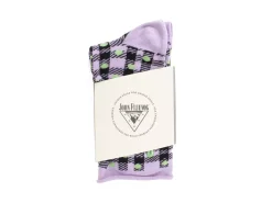 Fluevog Shoes Valentina Vog Socks | Gingham Polka Dot Sock Black/Purple/Green Best Sale