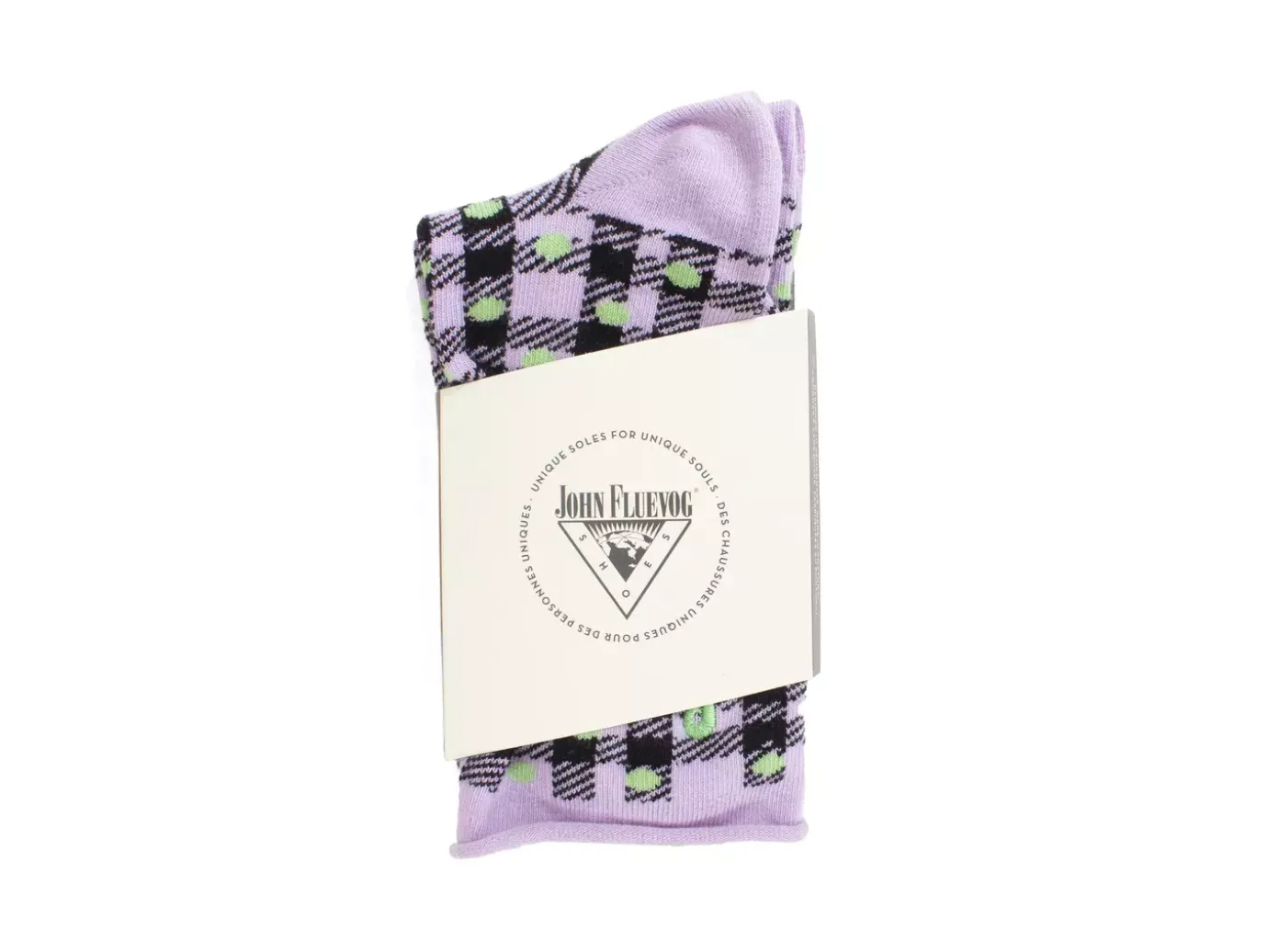 Fluevog Shoes Valentina Vog Socks | Gingham Polka Dot Sock Black/Purple/Green Best Sale