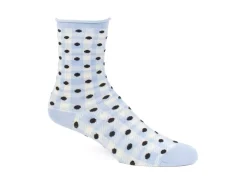 Fluevog Shoes Valentina Vog Socks | Gingham Polka Dot Sock Off White/Blue/Black Discount