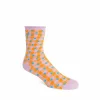 Fluevog Shoes Valentina Vog Socks | Gingham Polka Dot Sock Orange/Lavender Sale