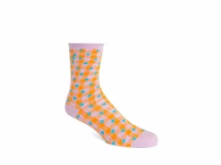 Fluevog Shoes Valentina Vog Socks | Gingham Polka Dot Sock Orange/Lavender Sale