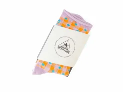 Fluevog Shoes Valentina Vog Socks | Gingham Polka Dot Sock Orange/Lavender Sale