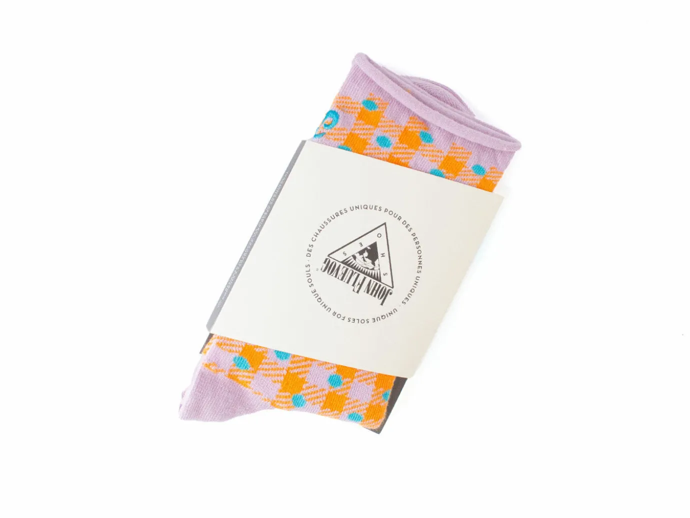 Fluevog Shoes Valentina Vog Socks | Gingham Polka Dot Sock Orange/Lavender Sale