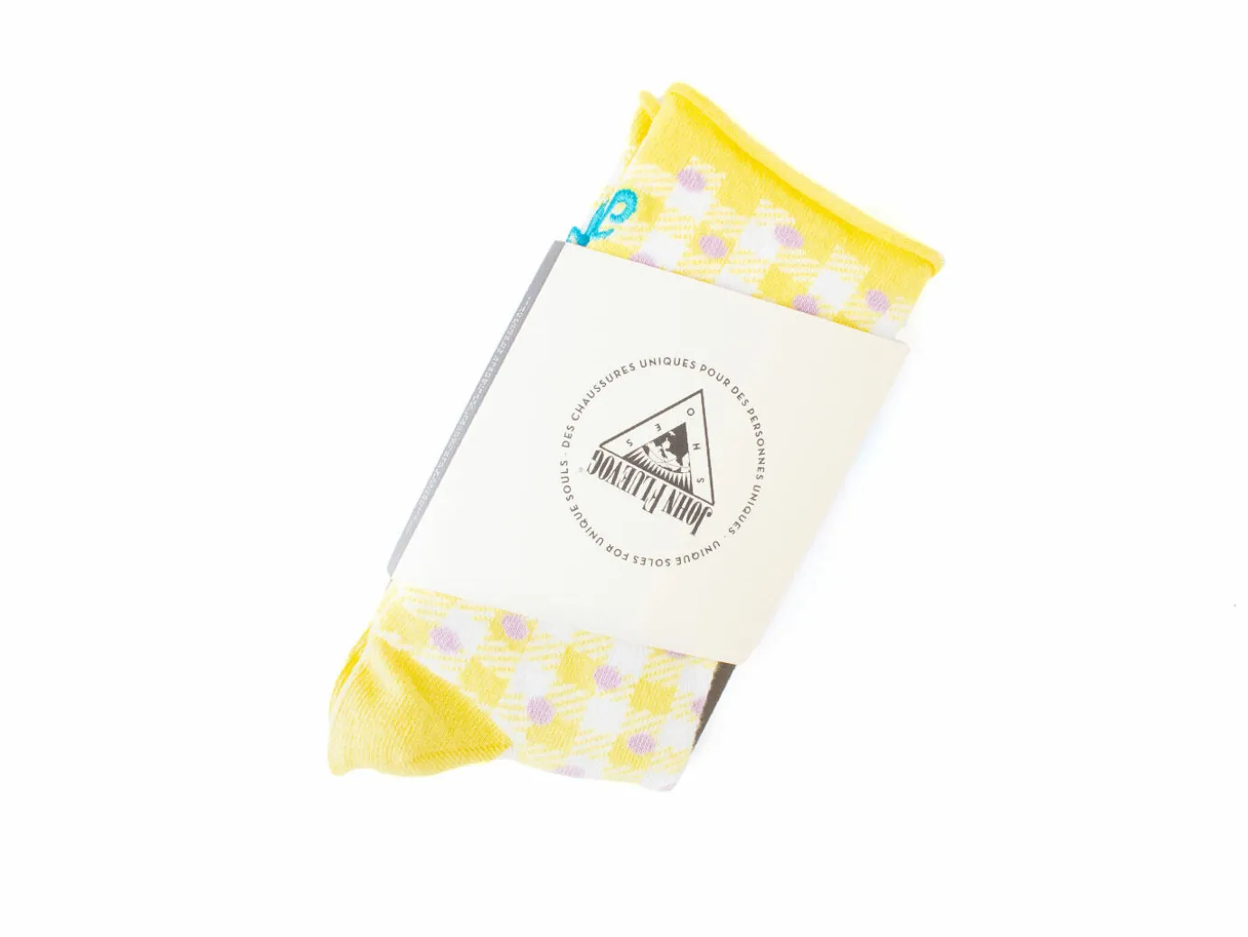 Fluevog Shoes Valentina Vog Socks | Gingham Polka Dot Sock Yellow/White Best Sale