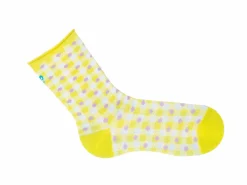 Fluevog Shoes Valentina Vog Socks | Gingham Polka Dot Sock Yellow/White Best Sale