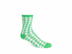Fluevog Shoes Valentina Vog Socks | Gingham Polka Dot Sock White/Green Shop
