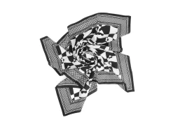 Fluevog Shoes Warped Hearts Scarf | Large Silk Scarf Black/White Fashion