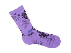 Fluevog Shoes Wolfie Vog Socks | Custom Graffiti Print Sock Purple Cheap