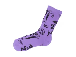 Fluevog Shoes Wolfie Vog Socks | Custom Graffiti Print Sock Purple Cheap