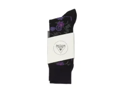 Fluevog Shoes Xay Xay Vog Socks | Custom Floral Sock Black/Purple Discount