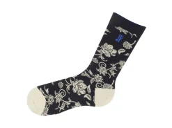 Fluevog Shoes Xay Xay Vog Socks | Custom Floral Sock Black Fashion