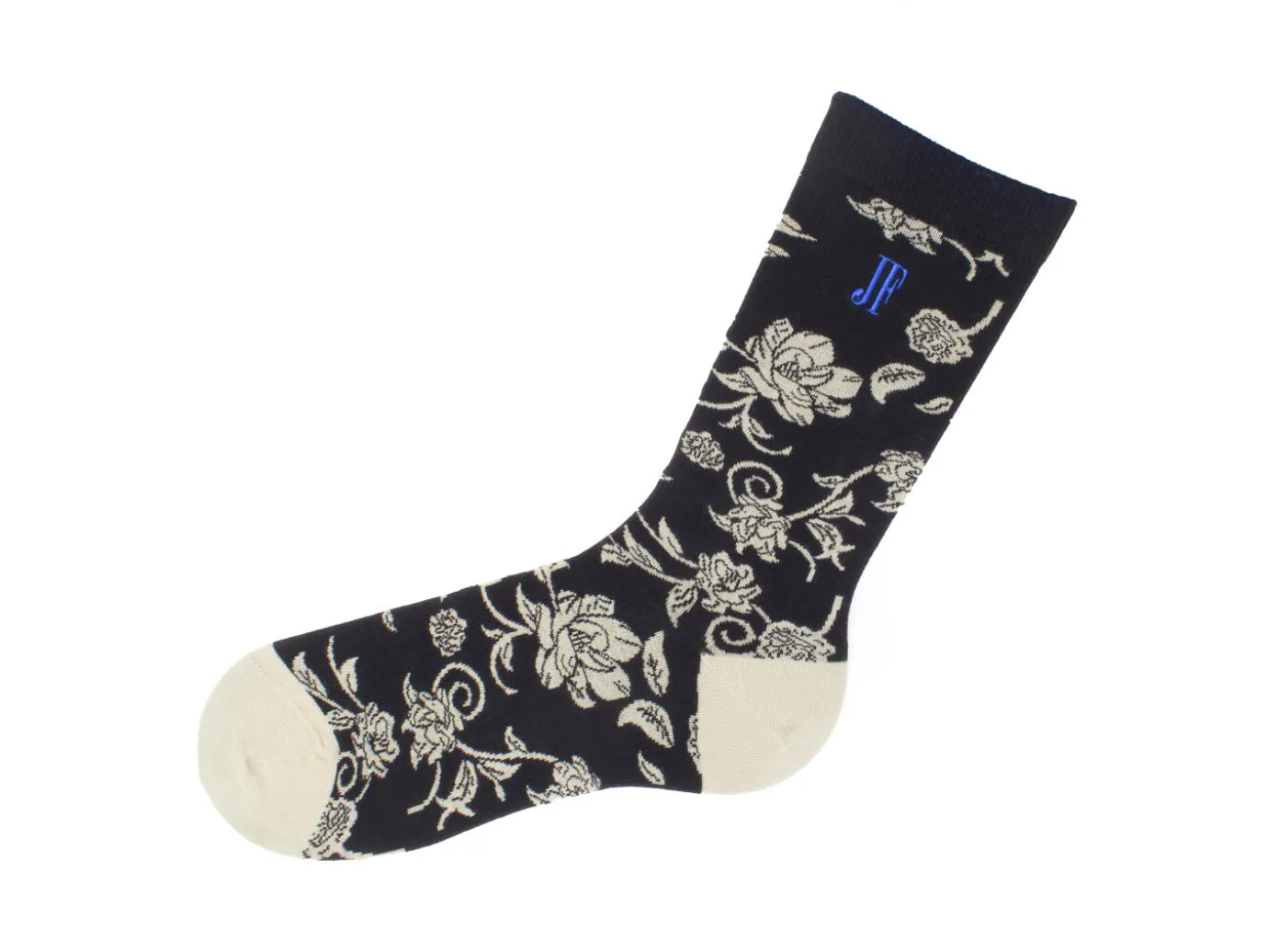 Fluevog Shoes Xay Xay Vog Socks | Custom Floral Sock Black Fashion