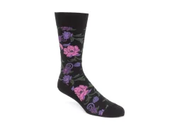 Fluevog Shoes Xay Xay Vog Socks | Custom Floral Sock Black/Purple Shop