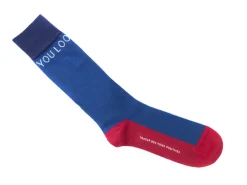 Fluevog Shoes You Look Great Vog Socks | Contrast Crew Sock Blue Cheap